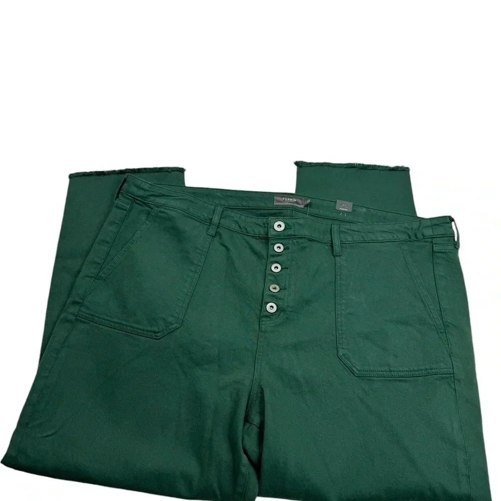 Torrid Hi Rise Straight Leg Green Cargo Jeans NWT